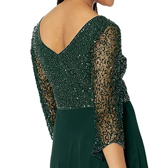 J KARA 3/4 Sleeve V-Neck Beaded Top Long Gown  NEW WITH TAGS! - Picture 9 of 16